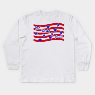 Red White and Blue Patriotic Kids Long Sleeve T-Shirt